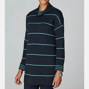 J.Jill Reversible Striped Cowl-Neck Sweater Dress